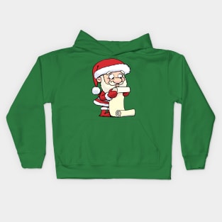 Santa is reading a list of gifts Kids Hoodie